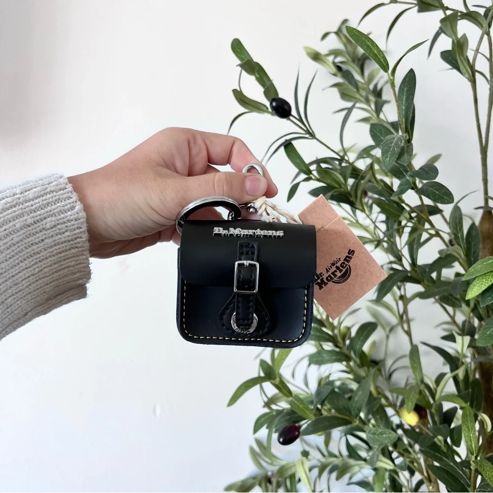 Dr. Martens Black Leather Mini Bag Keychain - Picture 1 of 6